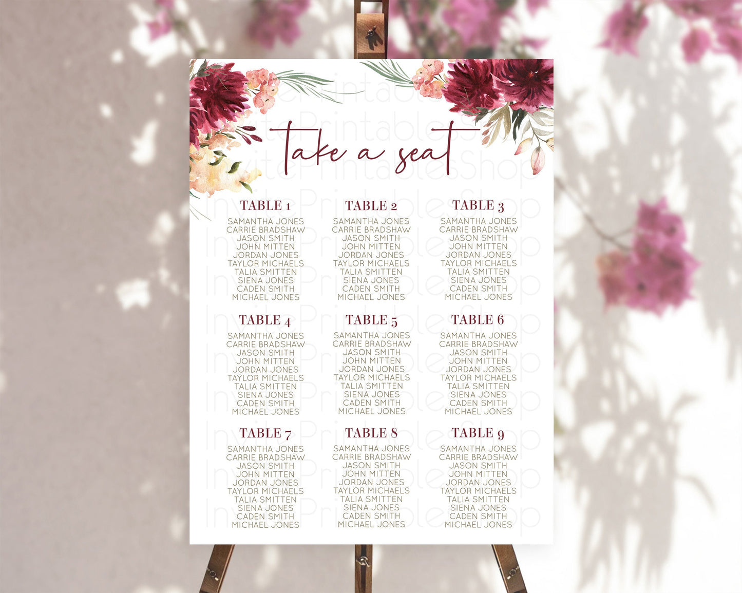 Editable Secret Garden Seating Chart Wildflower Seating Chart Pastel Flowers