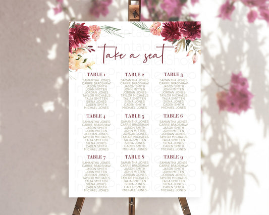 Editable Secret Garden Seating Chart Wildflower Seating Chart Pastel Flowers