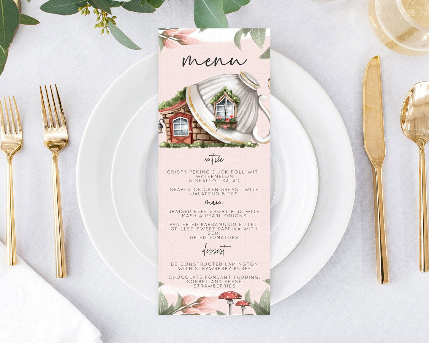 Fairy Menu Fairy Menu Template Enchanted Garden Pastel Floral Butterfly Table Décor Fairy Secret Garden Dinner Dessert Food Menu D10563