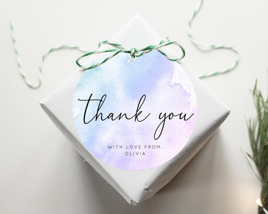 Editable Purple Thank You Tags Purple Watercolor Thank You Gift Tags Pastel