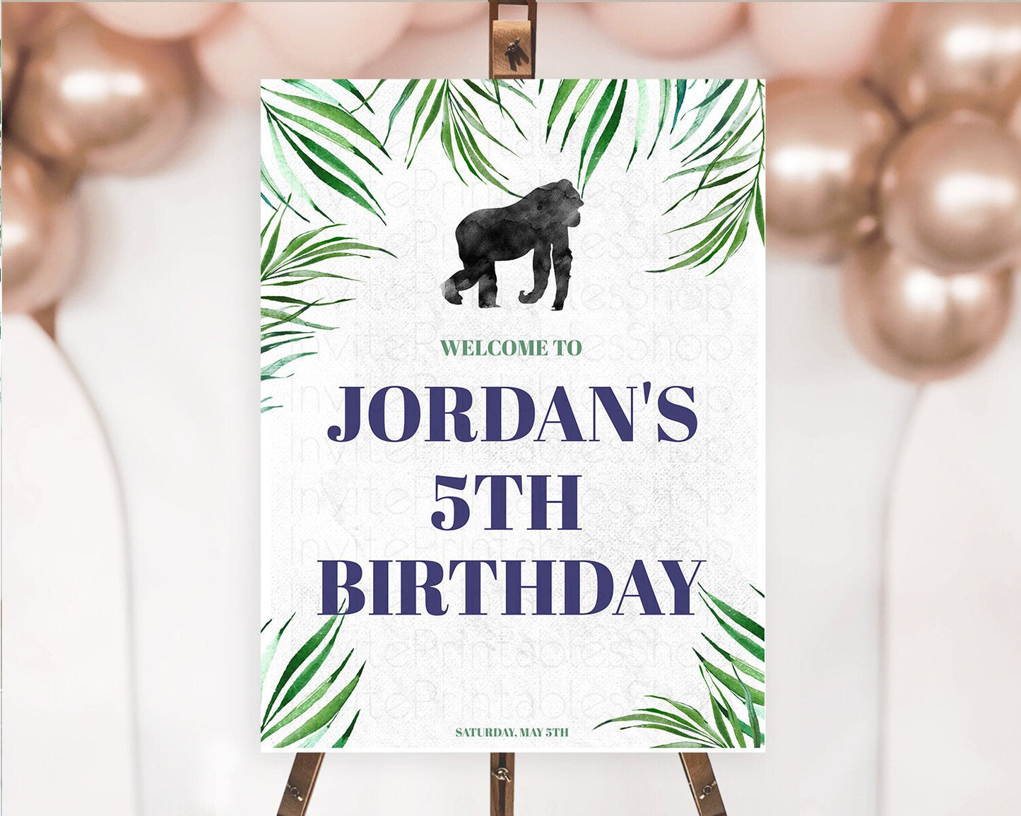 Gorilla Welcome Sign Gorilla Welcome Board Gorilla Party Welcome Poster Safari Adventure Decor Gorilla First Birthday Welcome Sign D10840