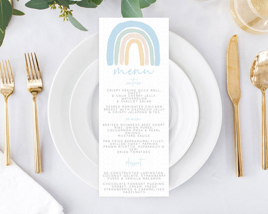 Editable Pastel Rainbow Menu Boho Rainbow Menu Template Rainbow Boho Table D