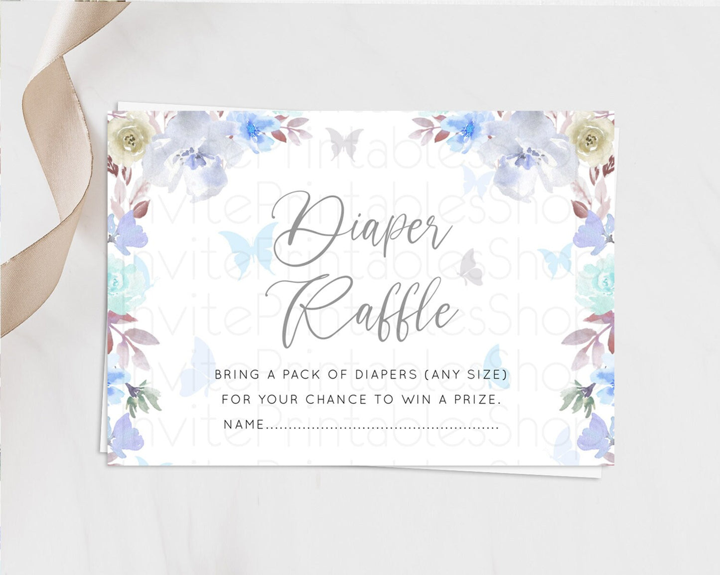 Secret Garden Diaper Raffle Card Boho Wildflower Diaper Raffle Insert Pastel Flower Garden Baby Shower Card Flower Raffle Game D10932