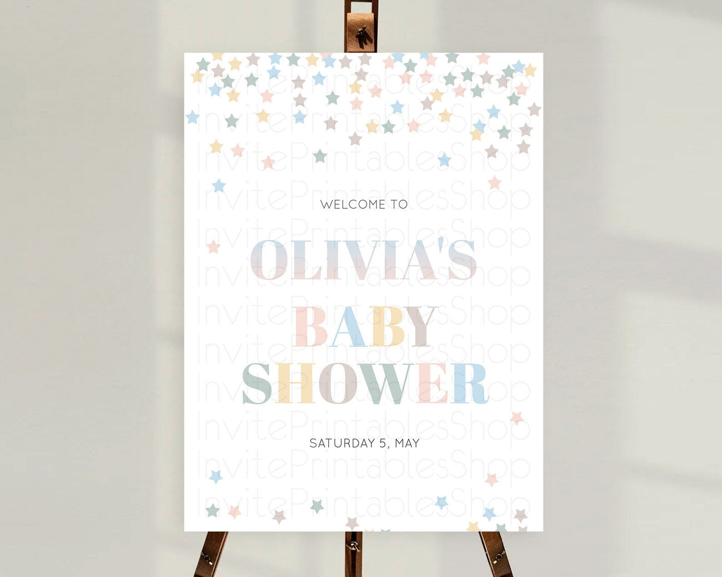 Star Baby Shower Welcome Board Pastel Stars Welcome Sign Shooting Star Rainbow Colorful Confetti Twinkle Little Star Welcome Sign D10795