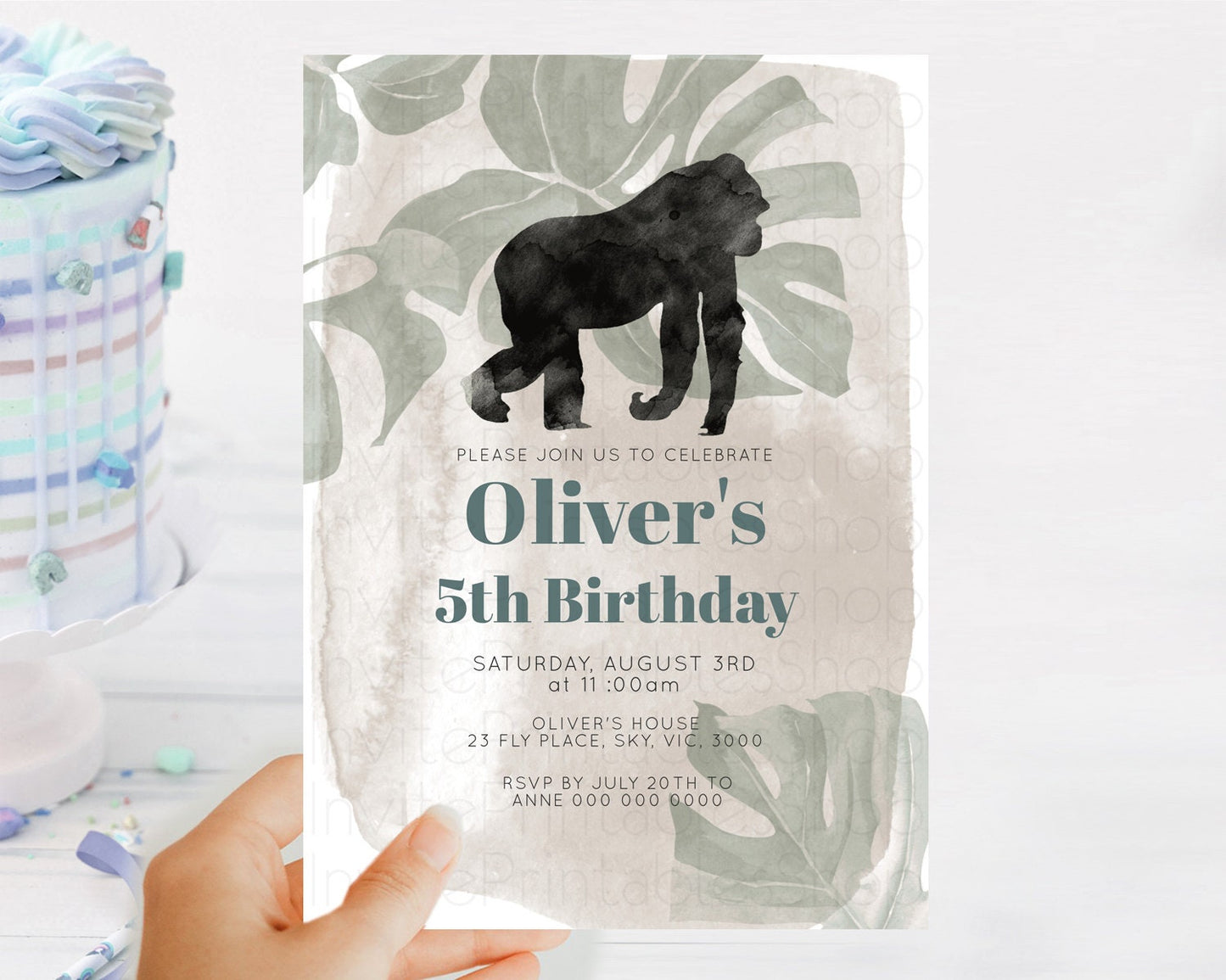 Gorilla Birthday Invitation Gorilla Invitation Gorilla Birthday Jungle Gorilla Party Jungle Adventure Zoo Party Animals Two Wild ONE D10379