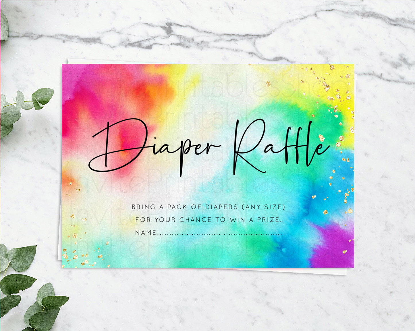 Tie Dye Diaper Raffle Card Rainbow Tie Dye Diaper Raffle Insert Pastel Rainbow Watercolor Diaper Ticket Tie Dye Colors Raffle Game D10462