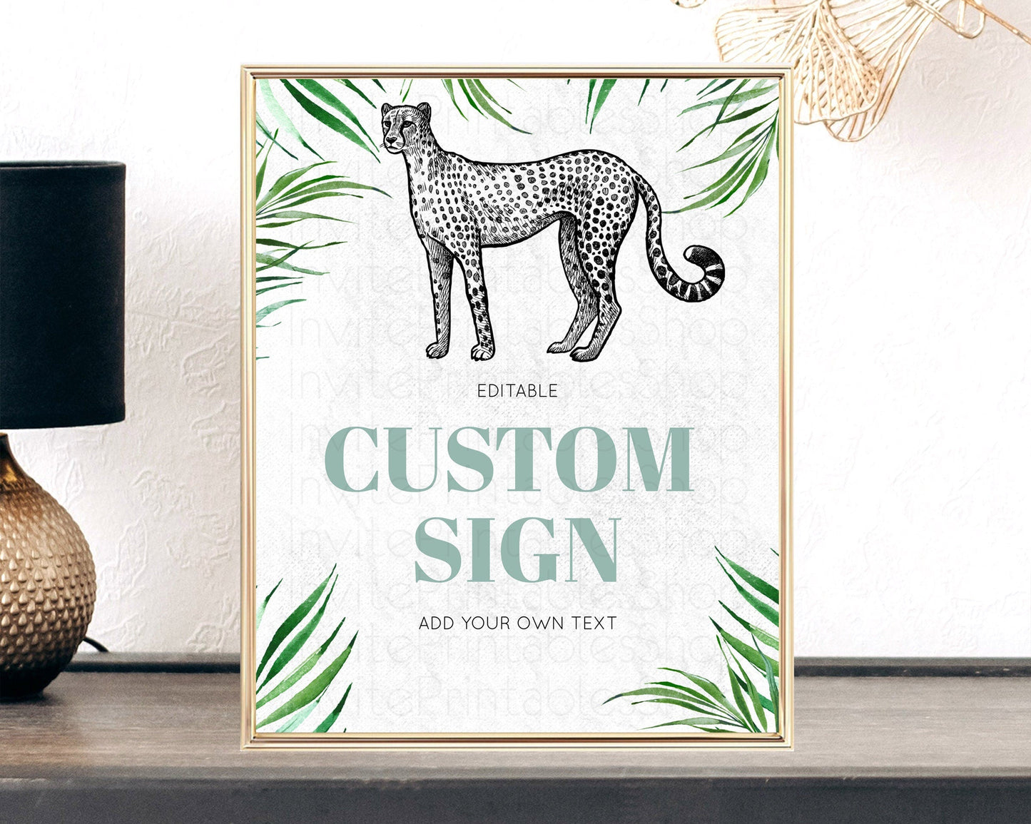 Cheetah Sign Cheetah Party Sign Template Safari Adventure Table Sign Decor Cheetah Minimal Theme 1st Birthday Baptism Baby Shower D10849
