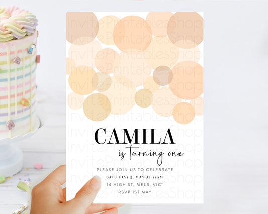 Pastel Birthday Invitation Orange Confetti Birthday Invitation Confetti Birthday Invitation Bubbles Invitation 1st First Birthday 100212