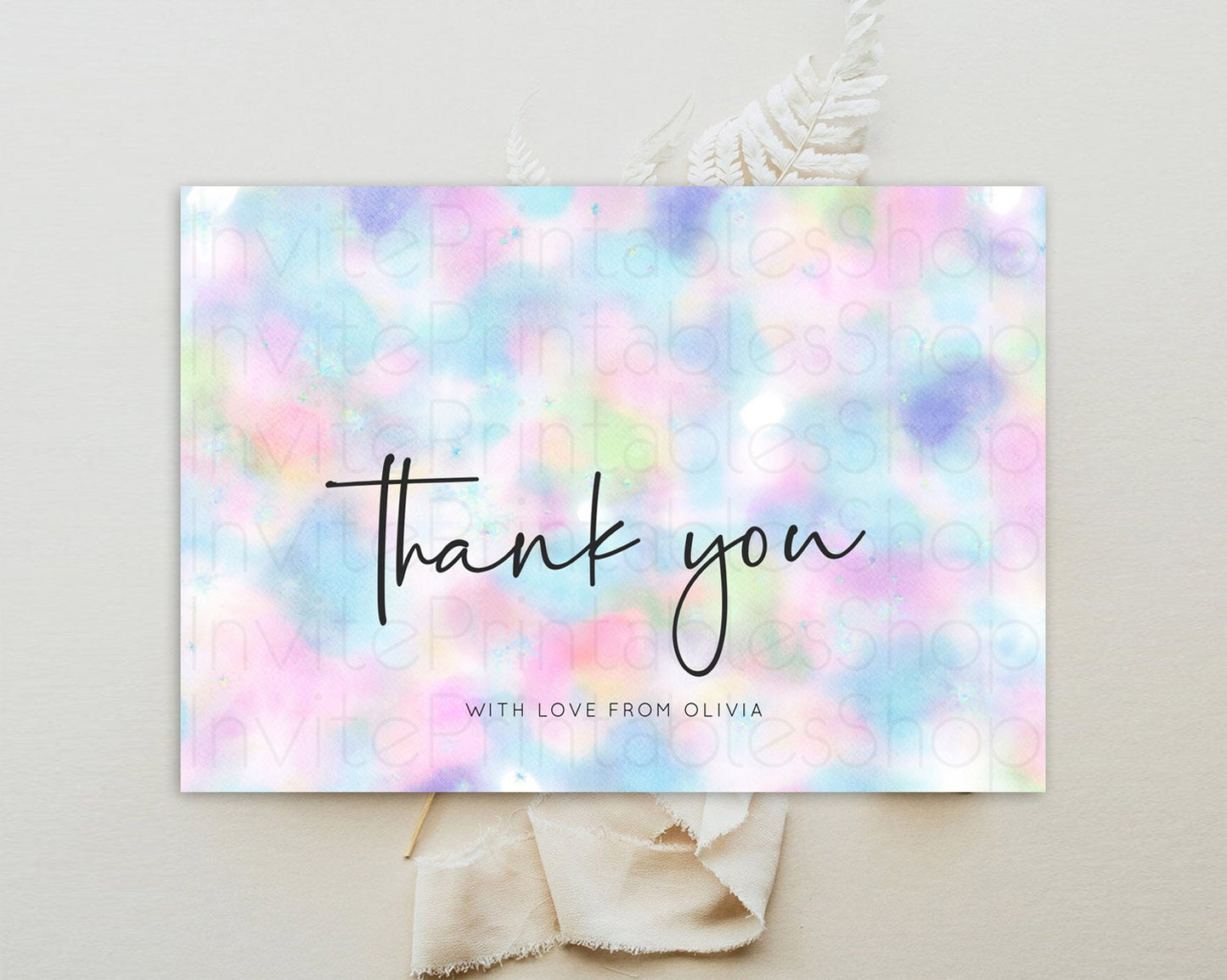 Pastel Thank You Rainbow Thank You Card Colorful Pastel Birthday Thank You Card Confetti Watercolor Pastel Teacher Thank You Cards D10694