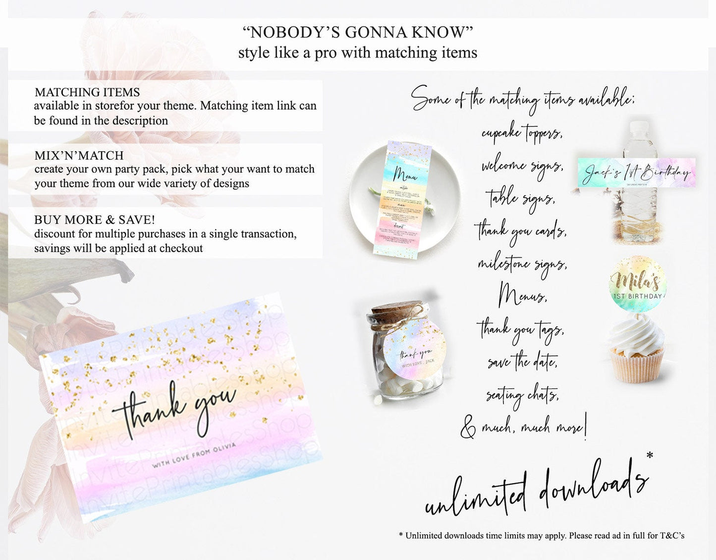 Pastel Thank You Rainbow Thank You Card Colorful Pastel Birthday Thank You Card Confetti Watercolor Pastel Teacher Thank You Cards D10594