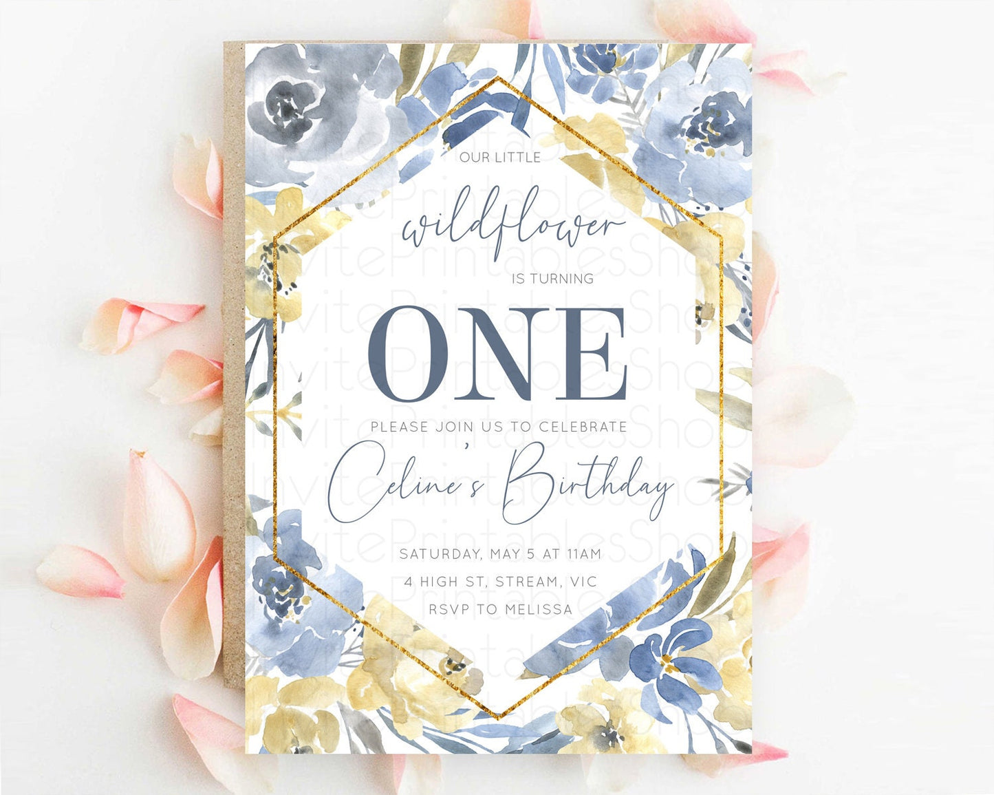 Secret Garden Invitation Wildflower Birthday Invitation Pastel Flowers Invite Enchanted Garden Boho Floral 3rd 2nd First Birthday D10782