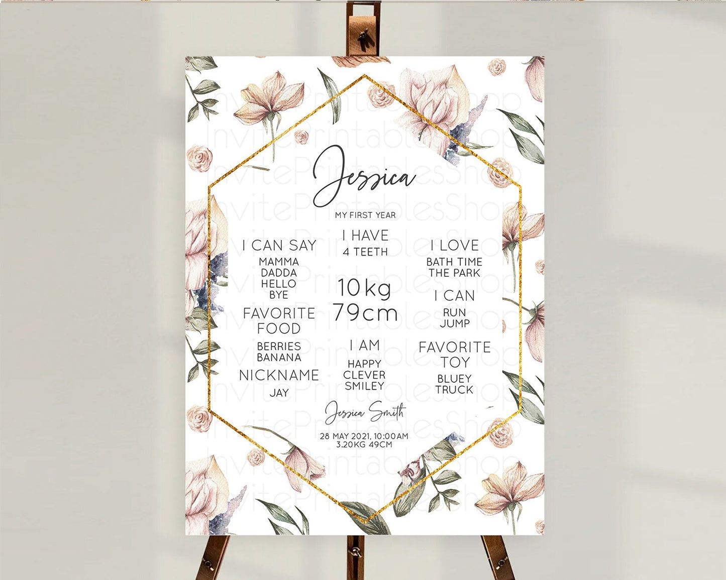 Secret Garden Milestone Board Wildflower First Birthday Milestone Poster Pastel Flowers Milestone Boho Wildflower 1st Birthday Sign D10504