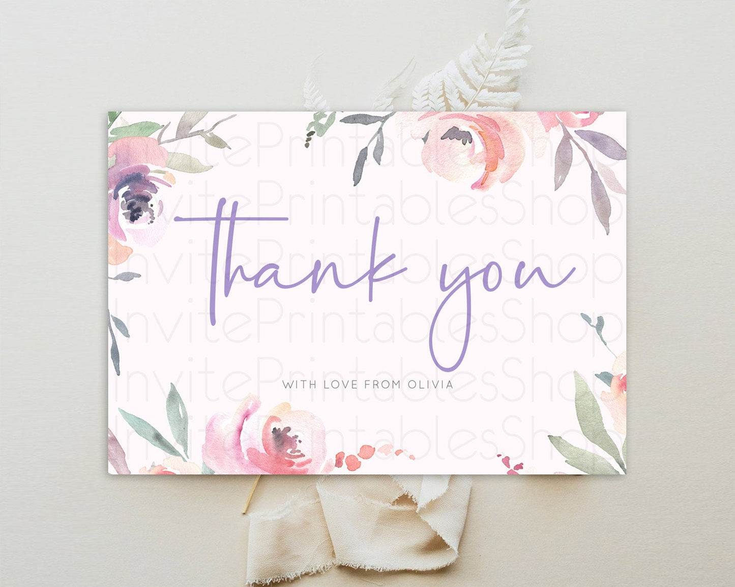 Secret Garden Thank You Wildflower Thank You Card Pastel Flower Garden Birthday Thank You Card Boho Floral Teacher Thank You Card D10198