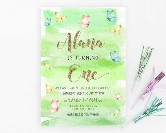 Editable Pastel Butterfly Birthday Invitation Butterfly Birthday Invitation