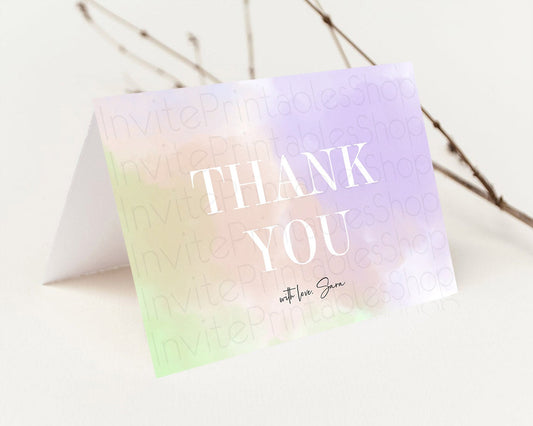 Pastel Thank You Rainbow Thank You Card Colorful Pastel Birthday Thank You Card Confetti Watercolor Pastel Teacher Thank You Cards D10371