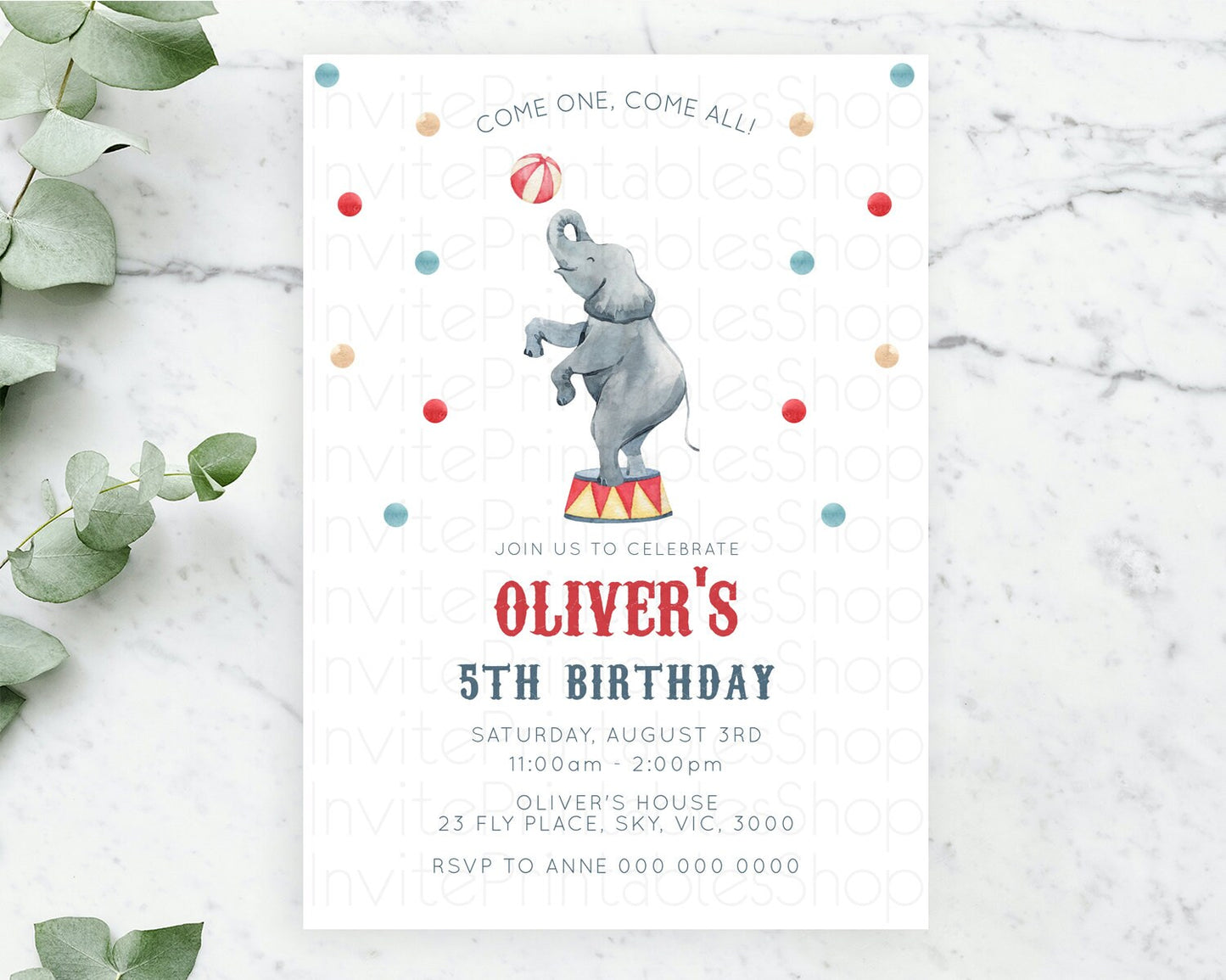 Circus Birthday Invitation Carnival Birthday Invitation Clown Invite Circus Lion Invite Circus Tent Invite Circus Elephant Invite D10461