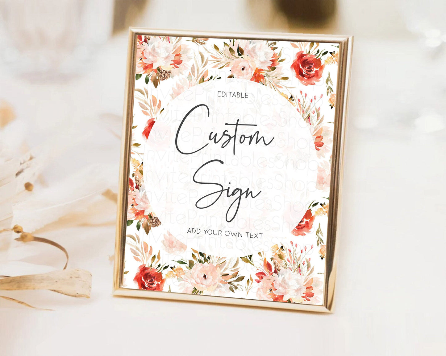 Wildflower Floral Table Sign Decor Secret Garden Sign Template Pastel Floral Garden Party Boho Flowers Birthday Baby Shower Wedding D10540
