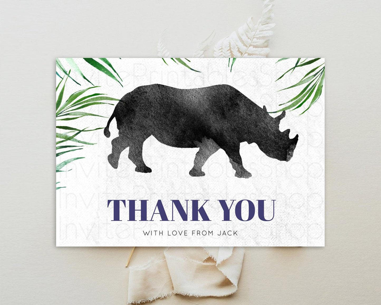 Rhino Thank You Rhino Thank You Card Rhino Birthday Thank You Card Rhino Card Template First Birthday Rhino Teacher Thank You Cards D10843