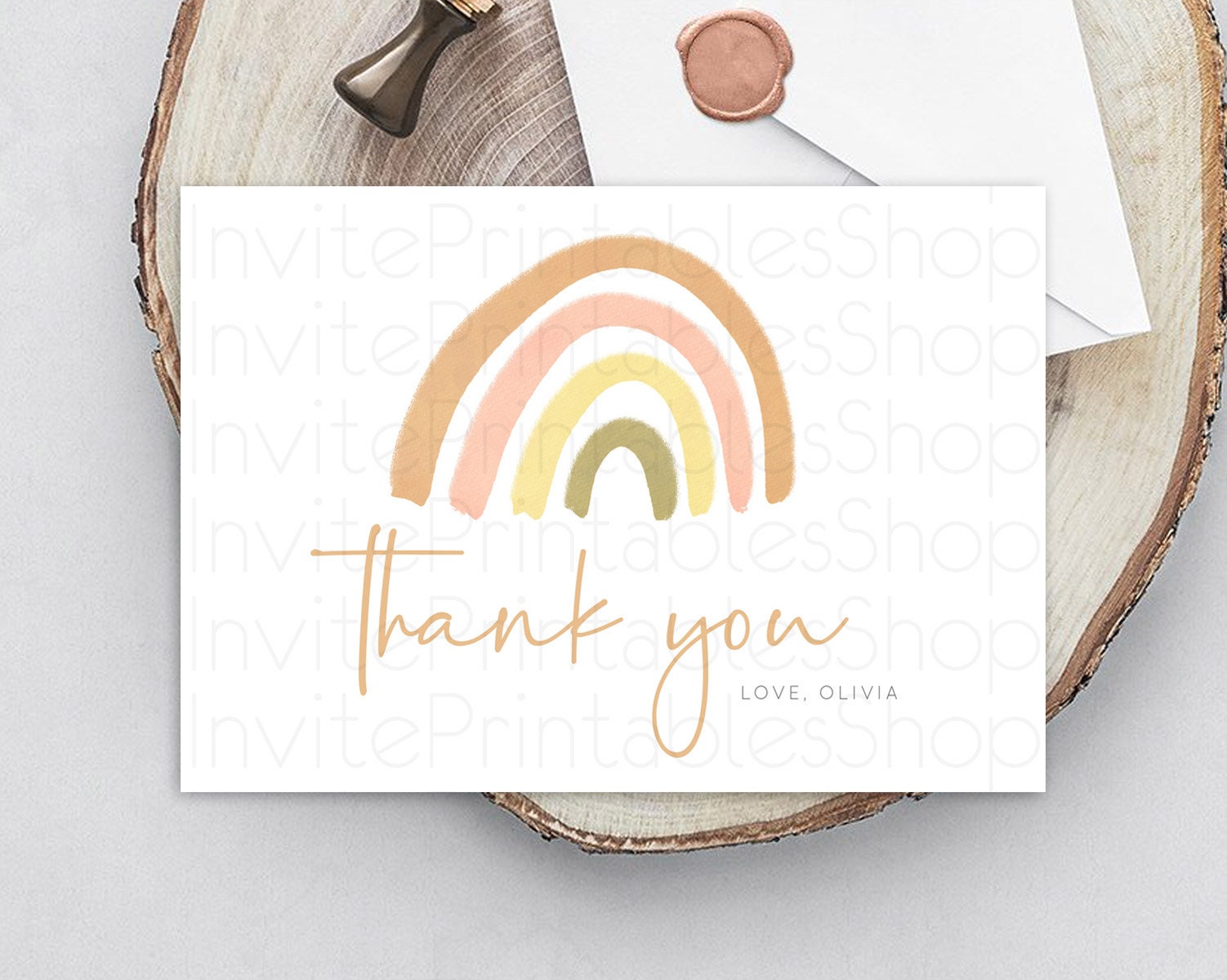 Editable Pastel Rainbow Thank You Boho Rainbow Thank You Card Rainbow Birthd