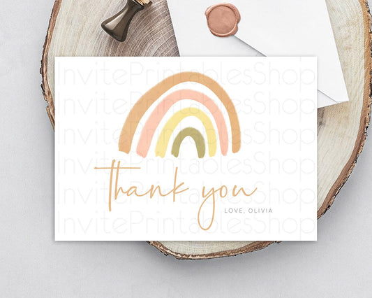 Editable Pastel Rainbow Thank You Boho Rainbow Thank You Card Rainbow Birthd