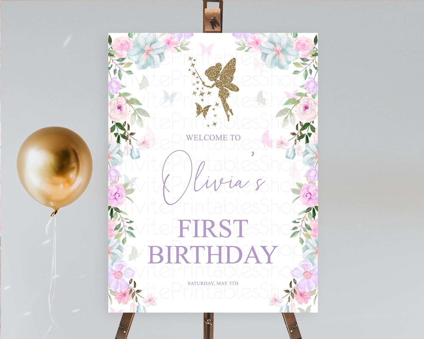 Fairy Welcome Sign Fairy Welcome Board Enchanted Garden Pastel Floral Butterfly Décor Secret Garden First Birthday Welcome Sign D10475