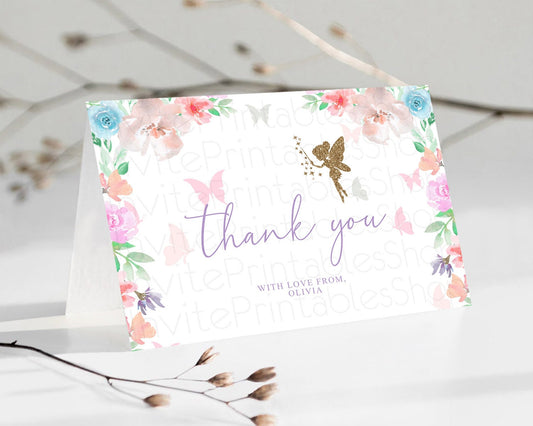 Fairy Thank You Fairy Thank You Card Enchanted Garden Pastel Butterfly Birthday Thank You Floral Secret Garden Teacher Thank You D10126