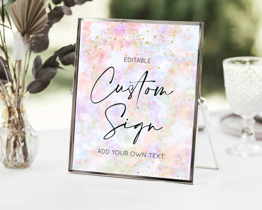 Editable Pastel Sign Ombre Table Sign Decor Pastel Ombre Rainbow Watercolor