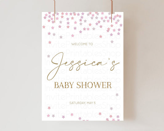 Star Baby Shower Welcome Board Pastel Stars Welcome Sign Shooting Star Rainbow Colorful Confetti Twinkle Little Star Welcome Sign D10344