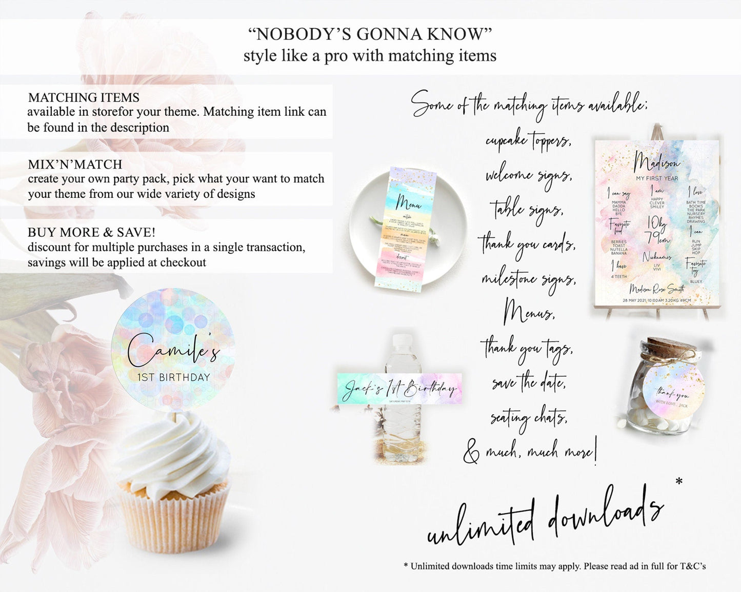 Pastel Cupcake Toppers Pastel Confetti Cupcake Topper Bubbles Sprinkles Colorful Rainbow Confetti Cupcake First Birthday Party Decor D10445