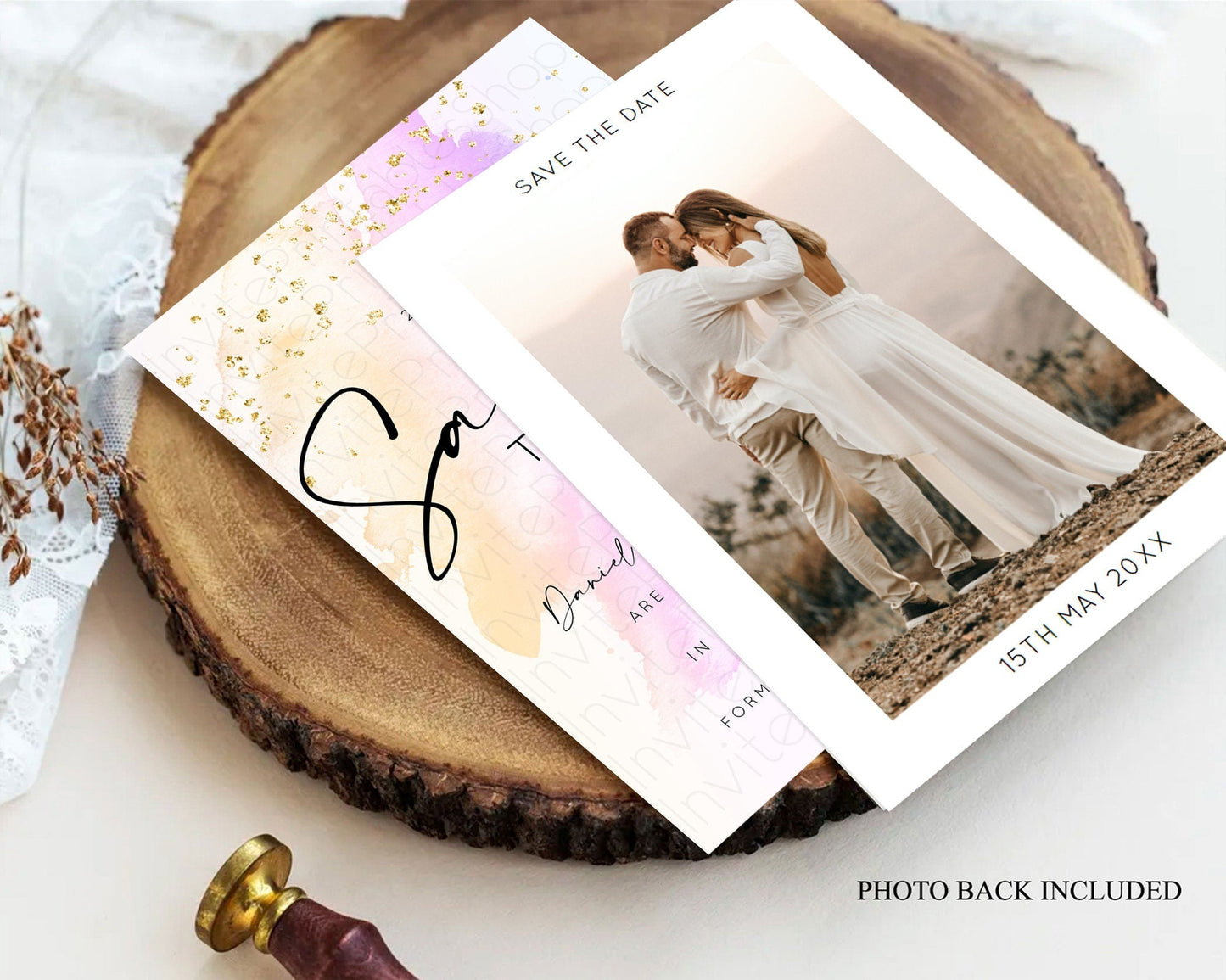 Pastel Save The Date Template Pastel Ombre Rainbow Watercolor Colorful Party For Birthday Baptism Baby Shower Wedding Bridal Shower D10175
