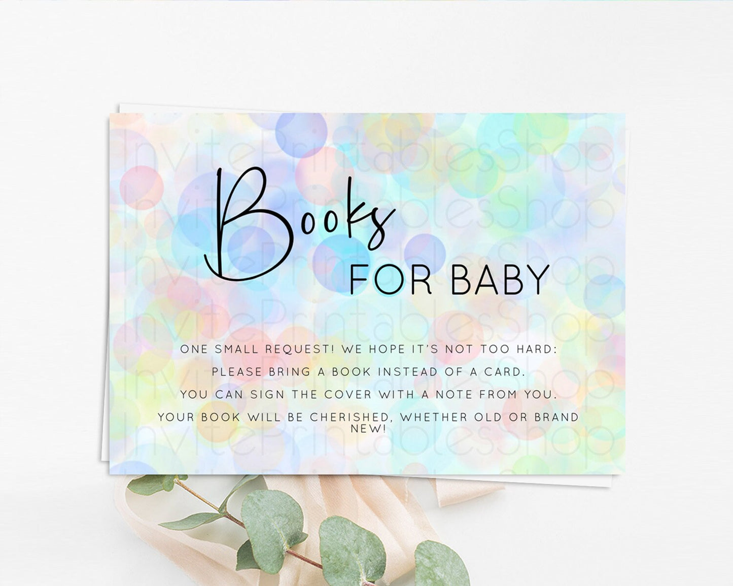 Pastel Books For Baby Card Bubble Bath Baby Shower Books Insert Rainbow Book Card Pastel Bubbles Colorful Confetti Book Poem Request D10445