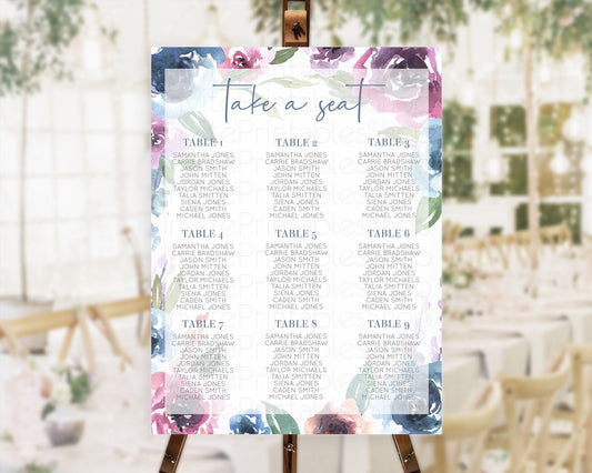 Editable Secret Garden Seating Chart Wildflower Seating Chart Pastel Flowers