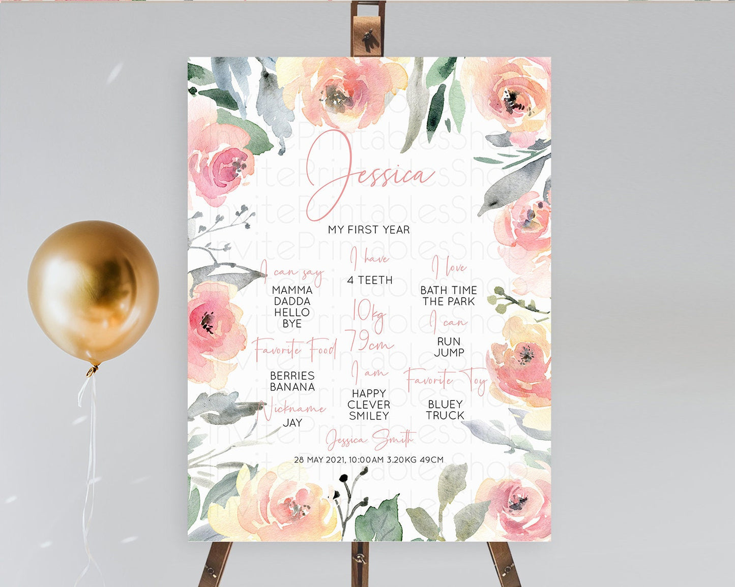 Secret Garden Milestone Board Wildflower First Birthday Milestone Poster Pastel Flowers Milestone Boho Wildflower 1st Birthday Sign D10778