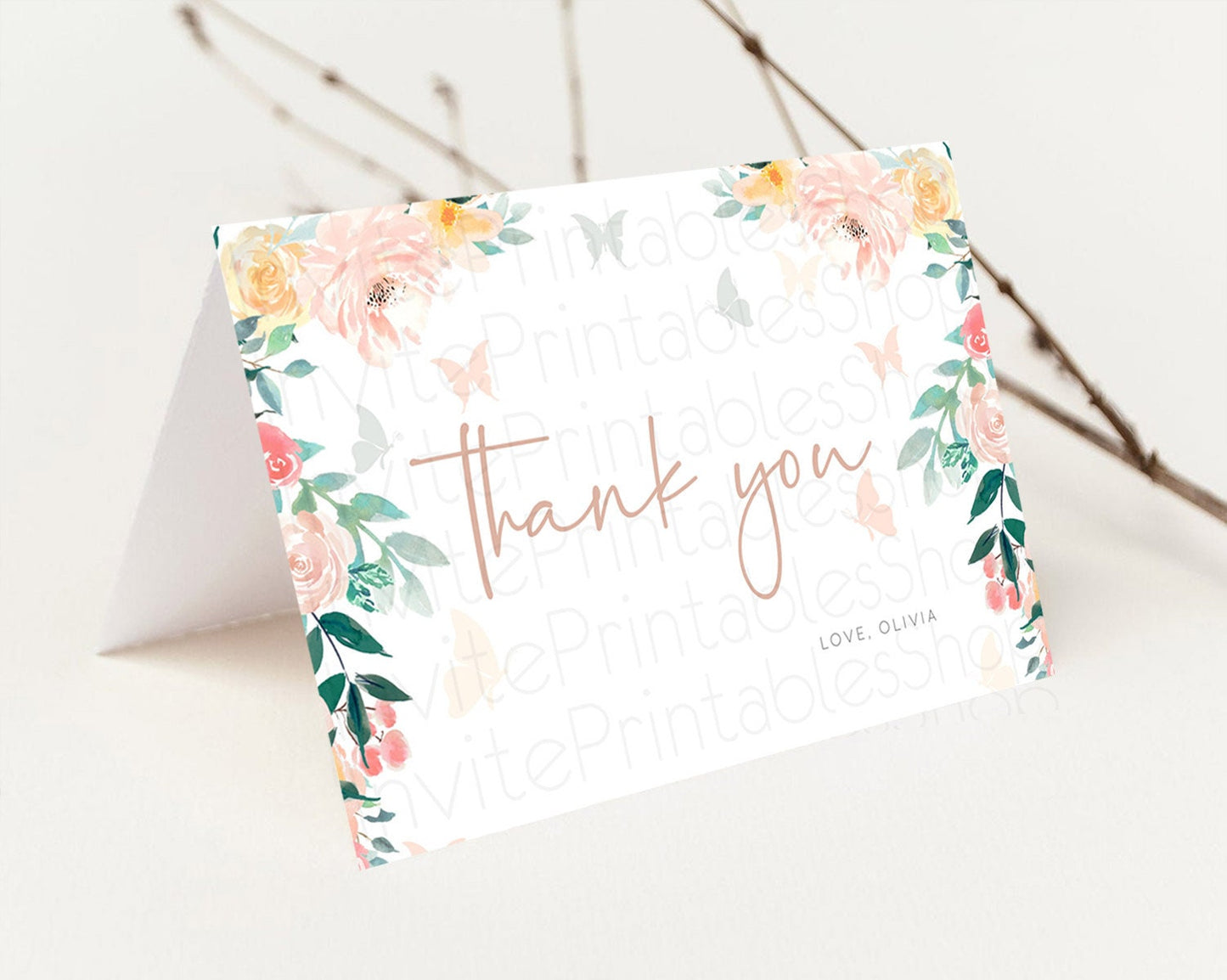 Secret Garden Thank You Wildflower Thank You Card Pastel Flower Garden Birthday Thank You Card Boho Floral Teacher Thank You Card D10706