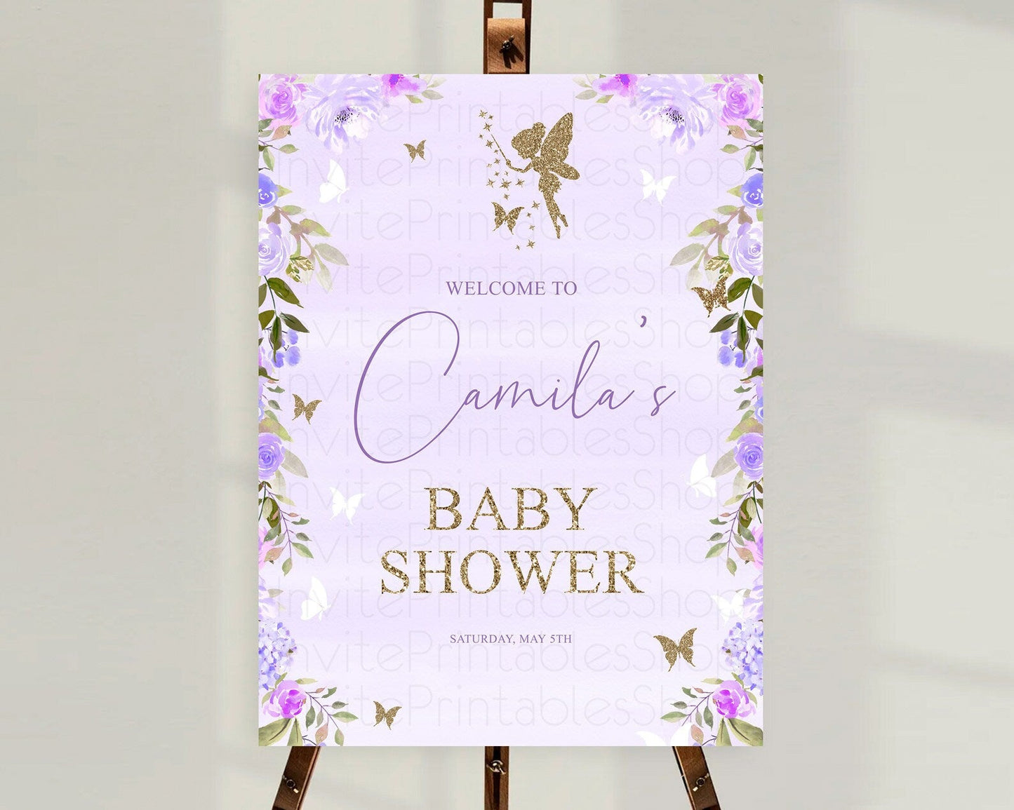 Fairy Baby Shower Welcome Sign Fairy Welcome Board Enchanted Garden Pastel Floral Butterfly Decor Secret Garden Fairy Welcome Sign D10910