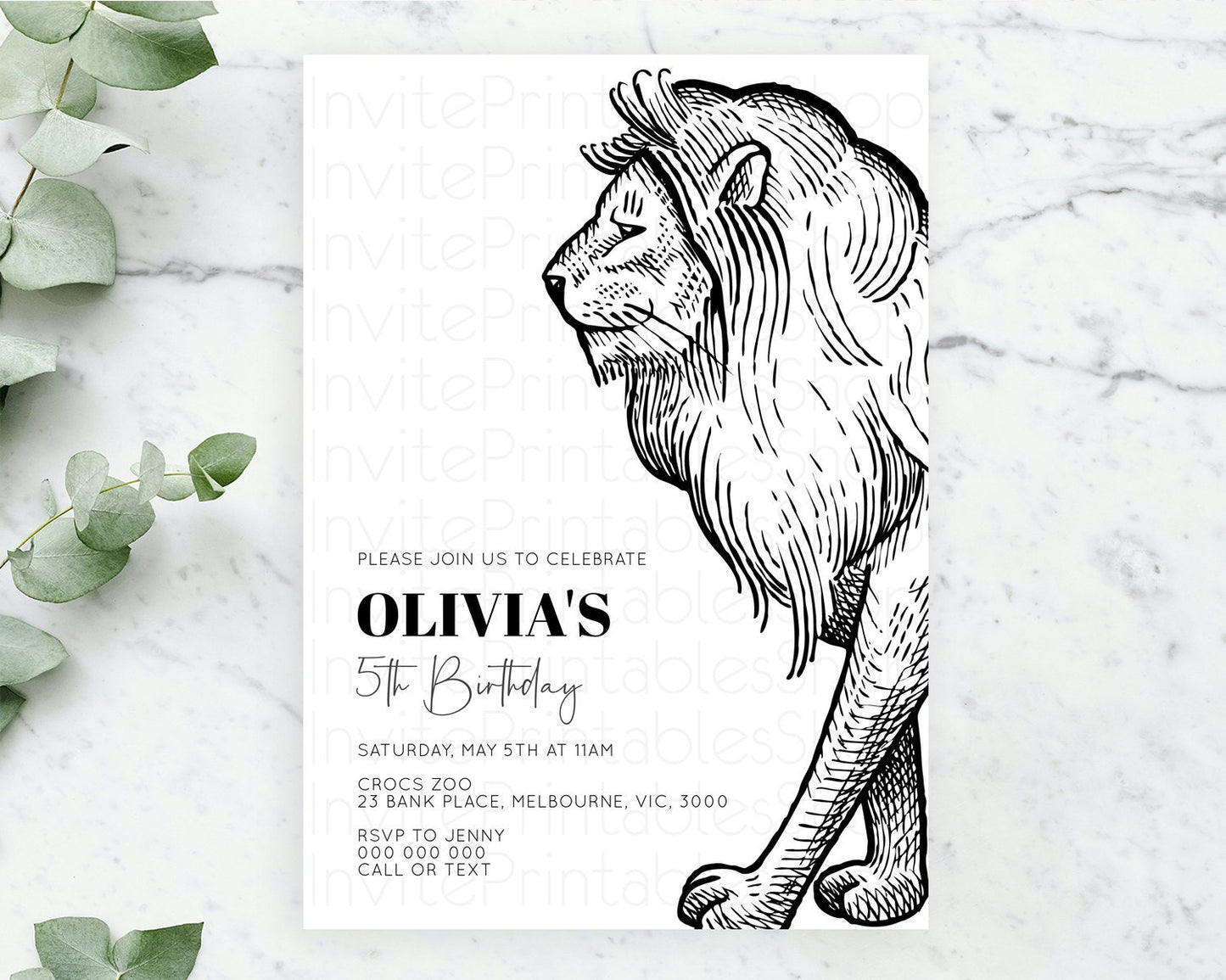 Lion Birthday Invitation Lion Invitation Modern Safari Lion Party 2 Wild 1 Safari Adventure Zoo Birthday Minimalist Lion Invites D10246