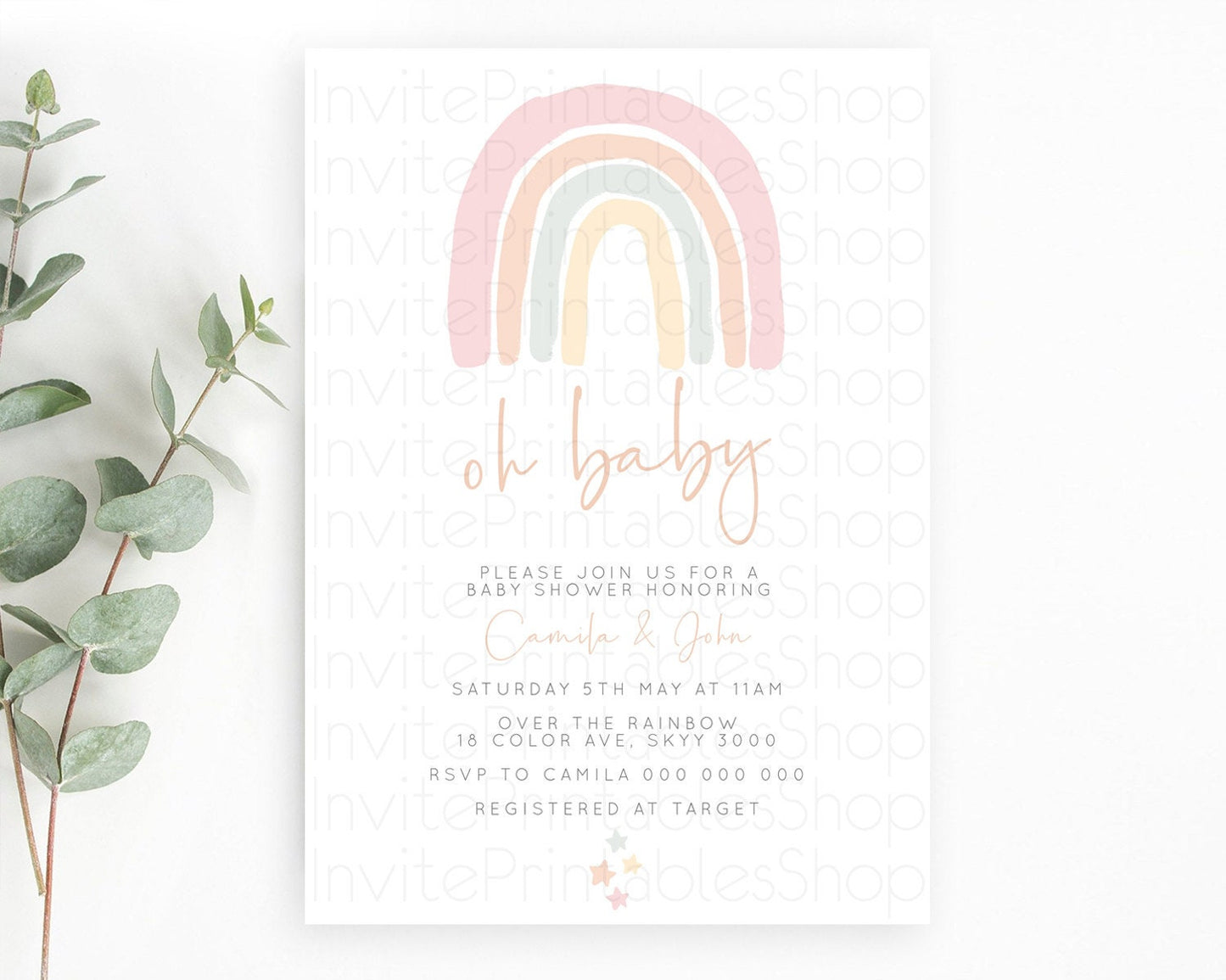 Pastel Rainbow Baby Shower Invitation Pastel Rainbow Invitation Rainbow Baby Invitation Pastel Invitation Boho Rainbow Invitation D10162