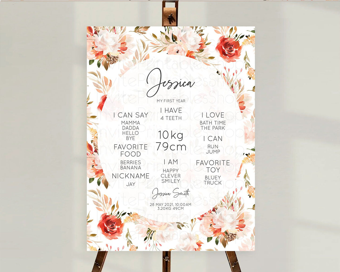 Secret Garden Milestone Board Wildflower First Birthday Milestone Poster Pastel Flowers Milestone Boho Wildflower 1st Birthday Sign D10540