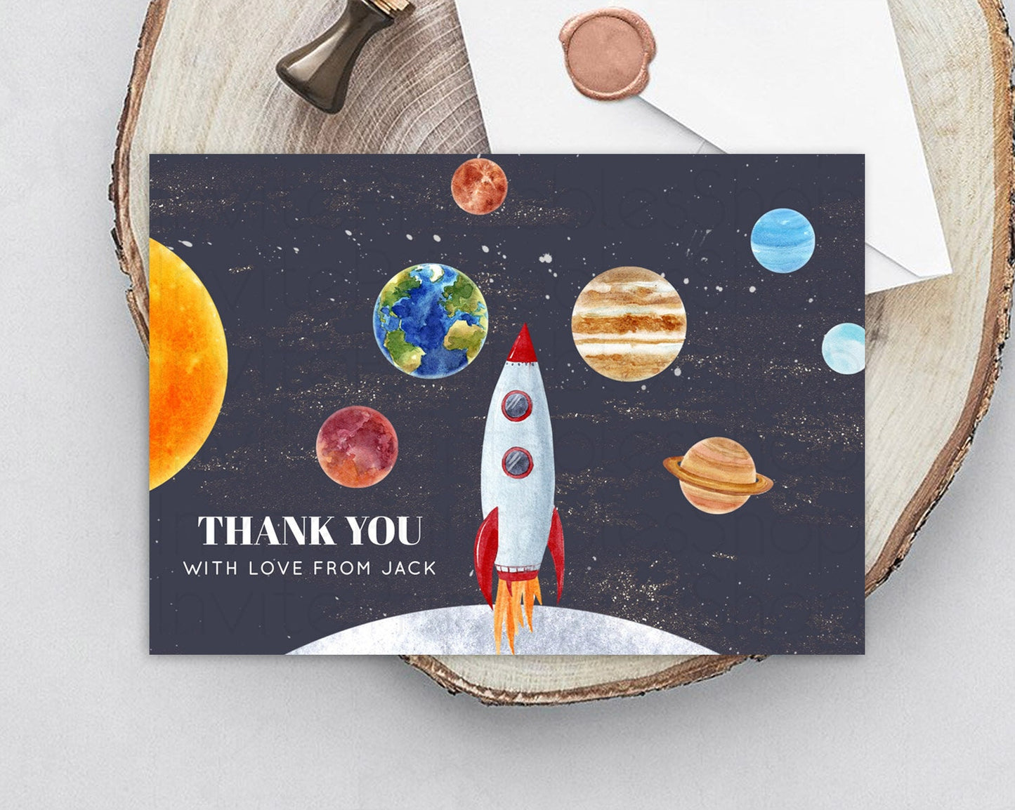 Space Thank You Space Thank You Card First Trip Around the Sun Thank You Card Planets Solar System First Birthday Thank You Cards D10430