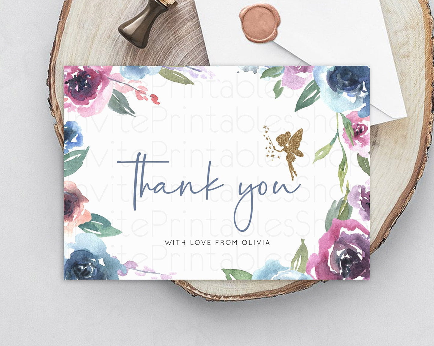 Fairy Thank You Fairy Thank You Card Enchanted Garden Pastel Butterfly Birthday Thank You Floral Secret Garden Teacher Thank You D10188