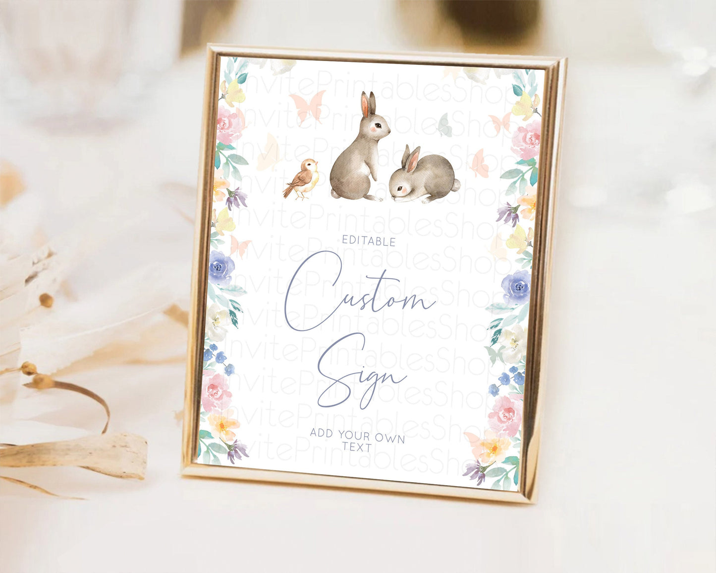 Fawn Deer Sign Pastel Floral Deer Table Sign Decor  Enchanted Forest Butterfly Party 1st Birthday Baptism Baby Shower Bridal Shower D10928