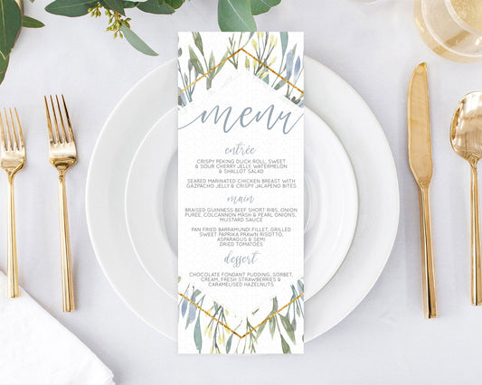 Editable Leafy Menu Green Leaf Menu Template Eucalyptus Fern Leaves Decor Wa