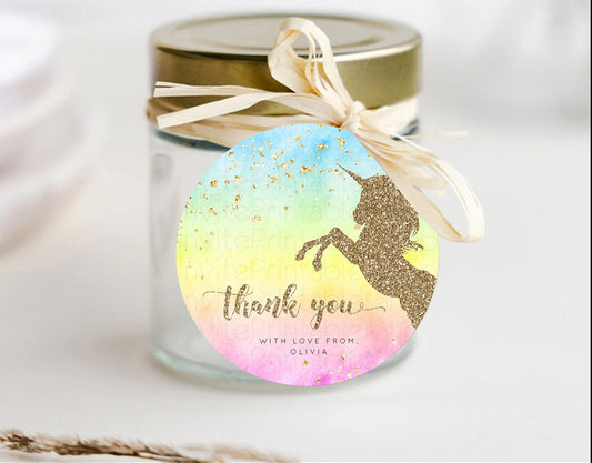 Editable Unicorn Rainbow Thank You Gift Tags Pastel Unicorn Thank You Tags M