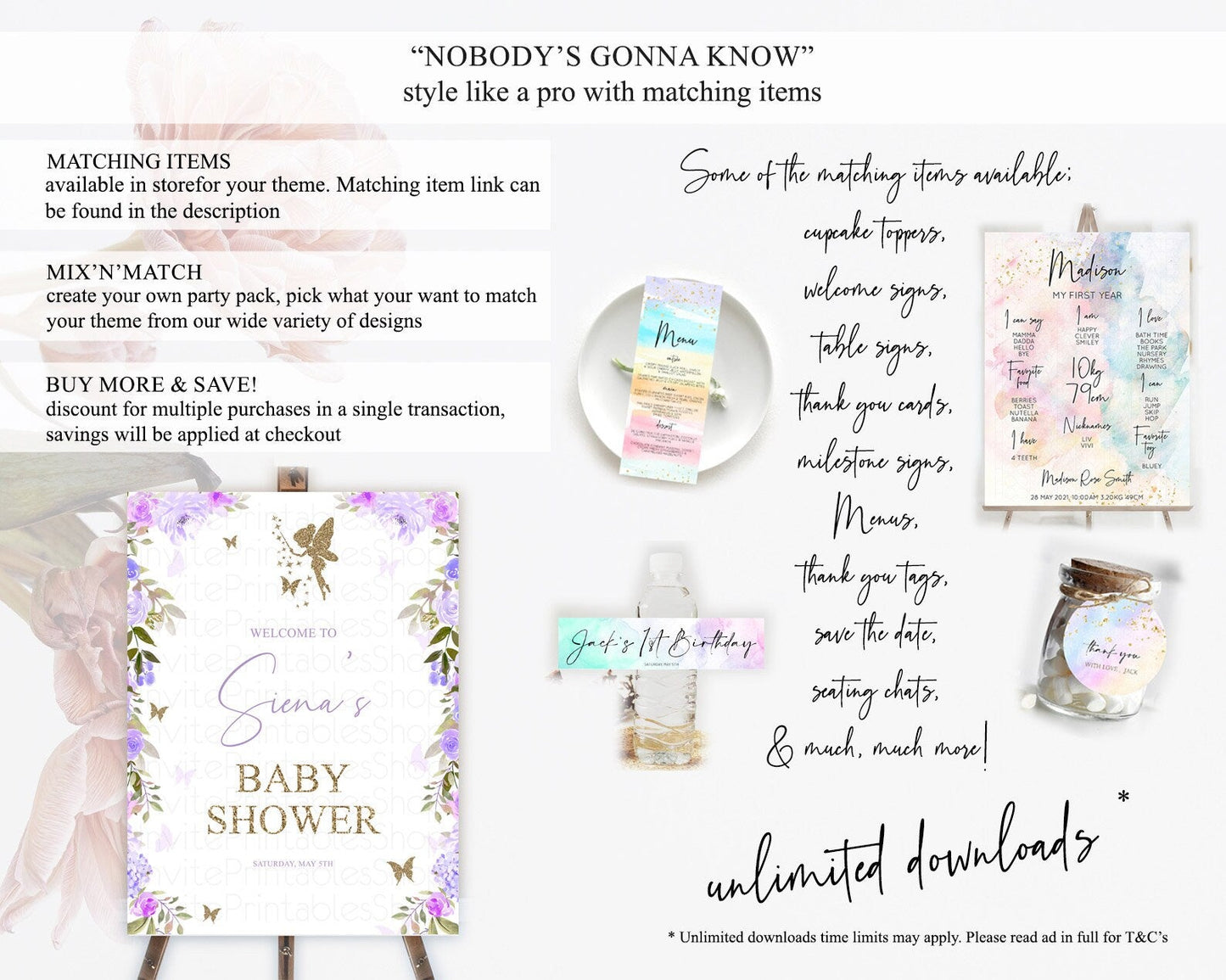 Fairy Baby Shower Welcome Sign Fairy Welcome Board Enchanted Garden Pastel Floral Butterfly Decor Secret Garden Fairy Welcome Sign D10910