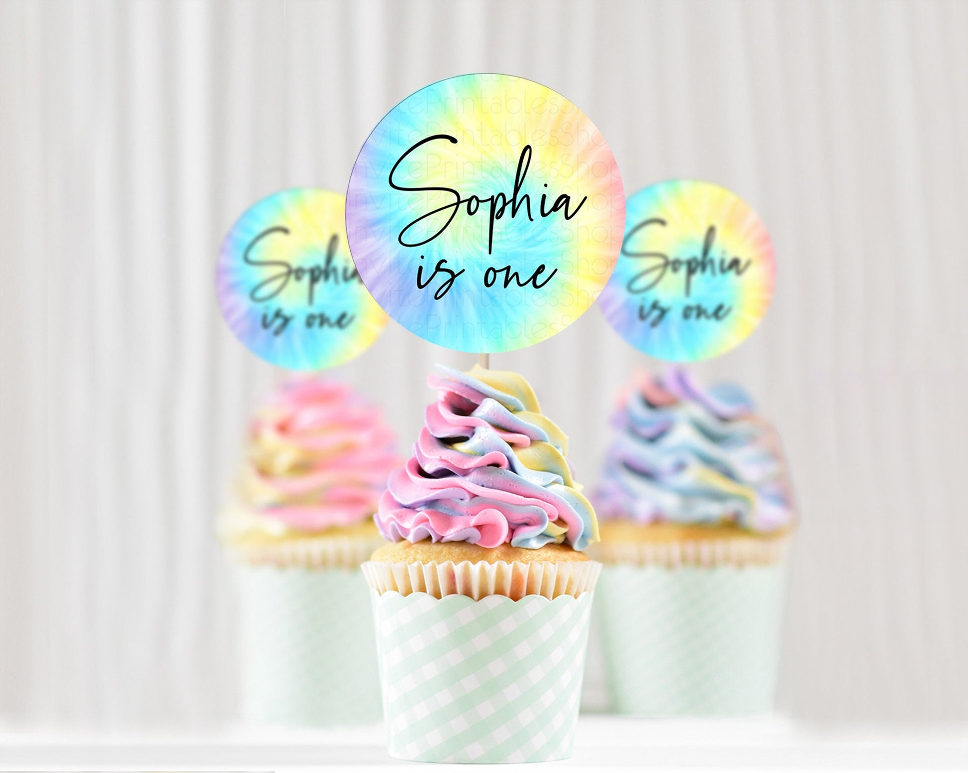 Editable Tie Dye Cupcake Toppers Rainbow Tie Dye Cupcake Toppers Rainbow Col
