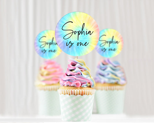 Editable Tie Dye Cupcake Toppers Rainbow Tie Dye Cupcake Toppers Rainbow Col