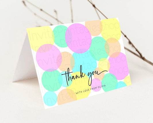 Rainbow Thank You Pastel Thank You Card Pastel Rainbow Birthday Thank You Confetti Colorful Pastel Cards Teacher Thank You Cards D10410