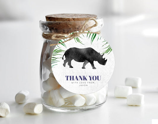 Editable Rhino Thank You Tags Rhino Thank You Gift Tags Rhino Party Favor Ta