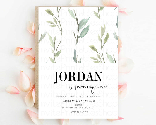Editable Leafy Birthday Invitation Leafy Invitation Simple Greenery Invitati