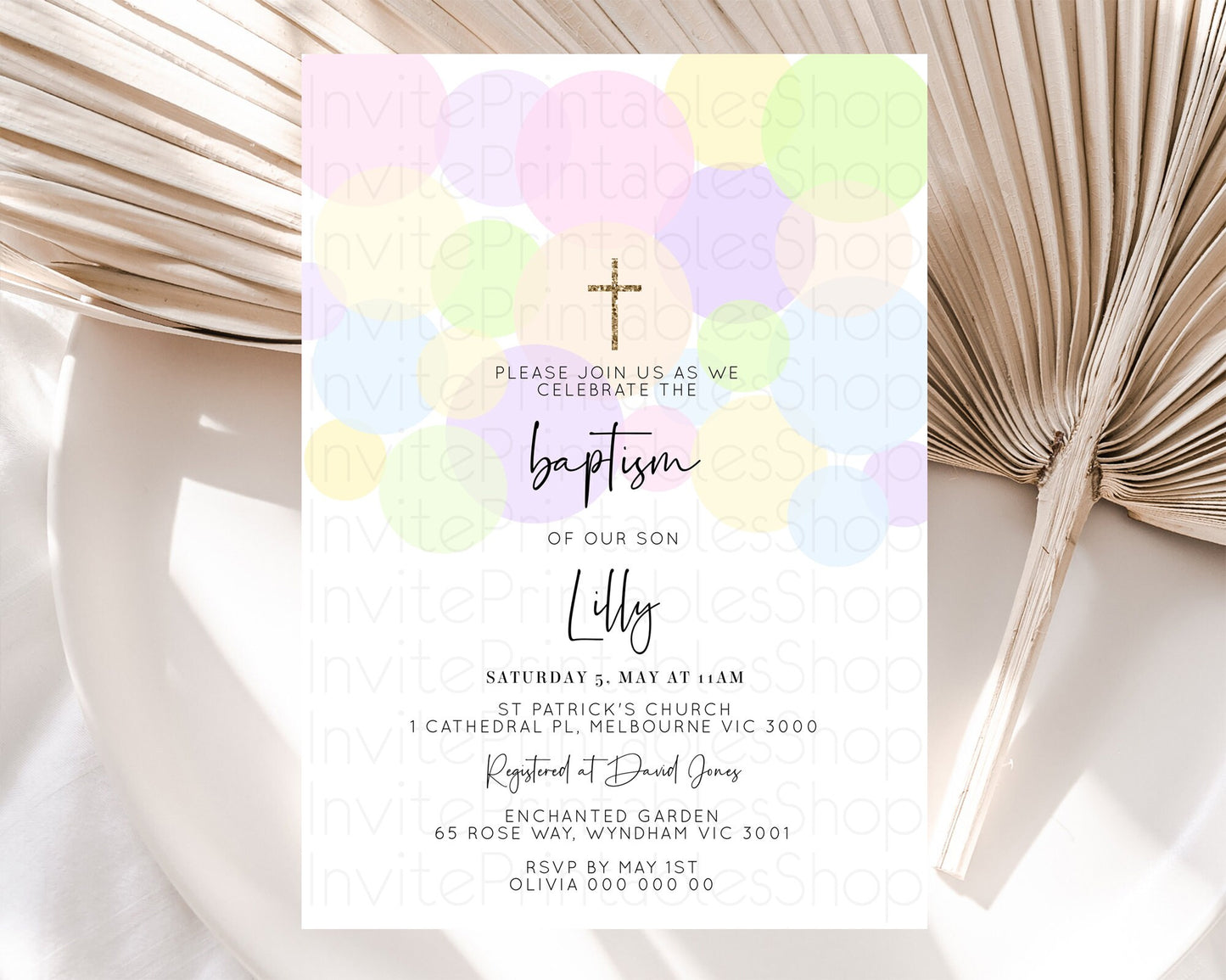 Pastel Baptism Invitation Pastel Confetti Baptism 1st Birthday Invitation Colorful Rainbow Confetti Bubbles Christening Invitation  D10229